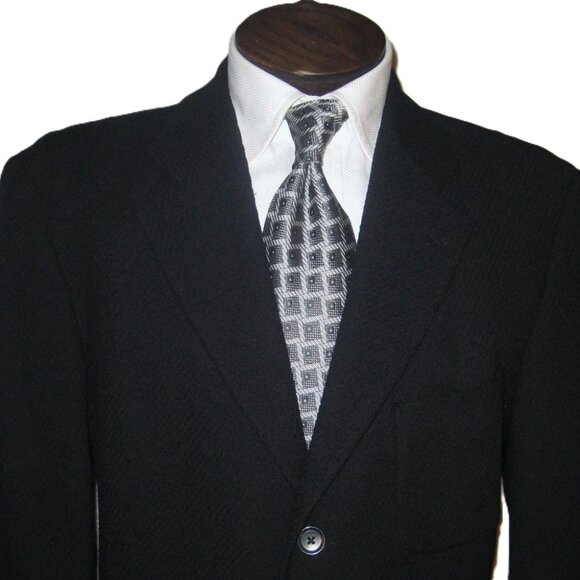Hugo Boss Men's 43R Black Wool Textured Sport Coat Blazer Jacket Designer